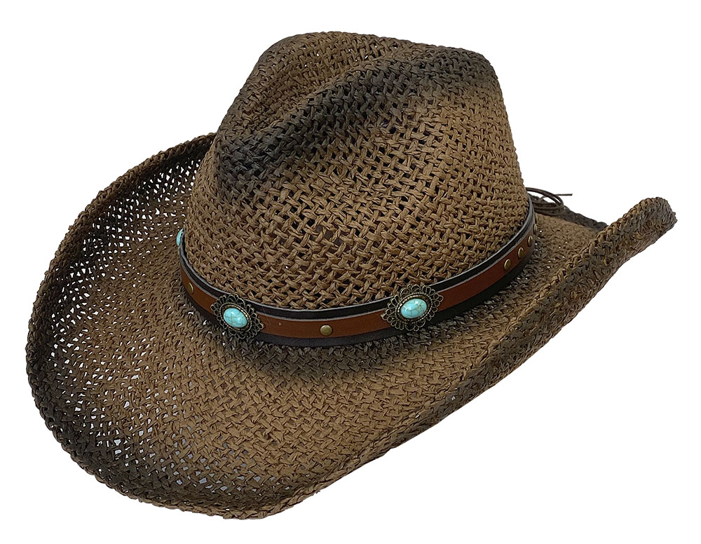Bronco Buster Brown Woven Paper Western Hat - Straw Western Hats